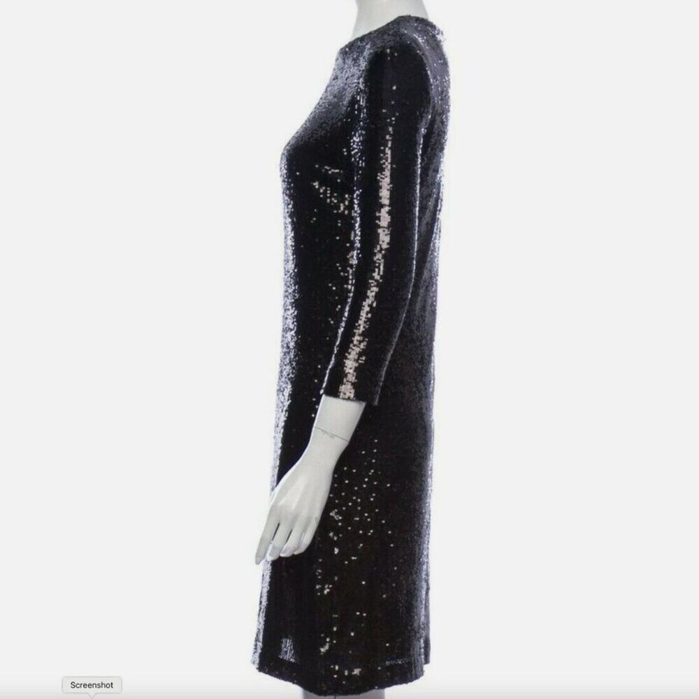 Tory Burch Black Sequin Shift Dress XS Elegant Evening Cocktail NWT - Picture 8 of 9